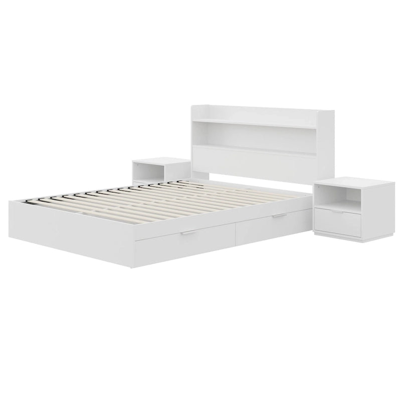 Letto a piattaforma Hunter con testiera e 2 comodini
