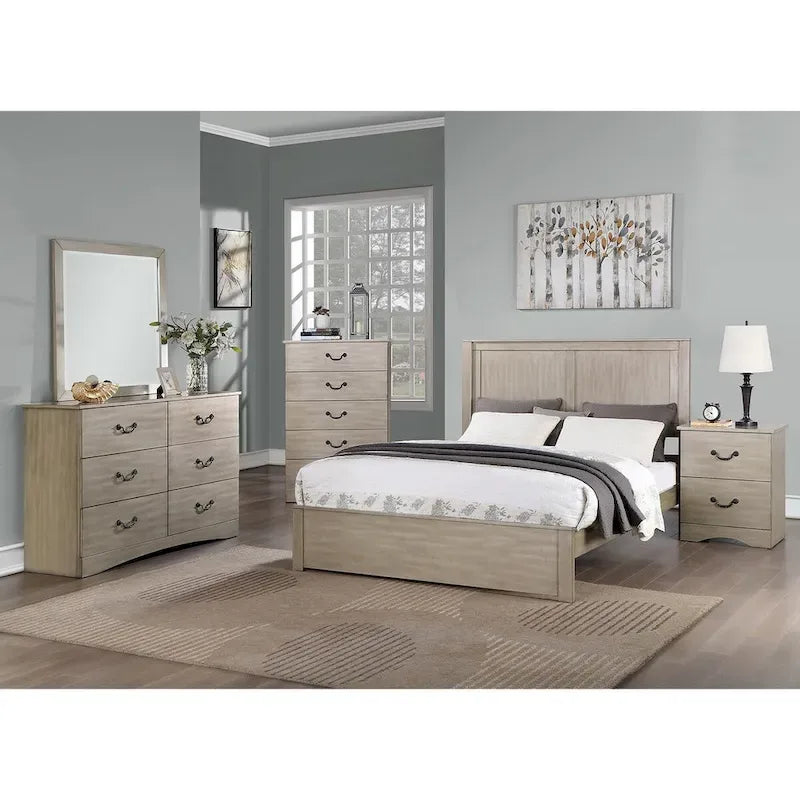 Letto matrimoniale in legno con testiera a 2 pannelli