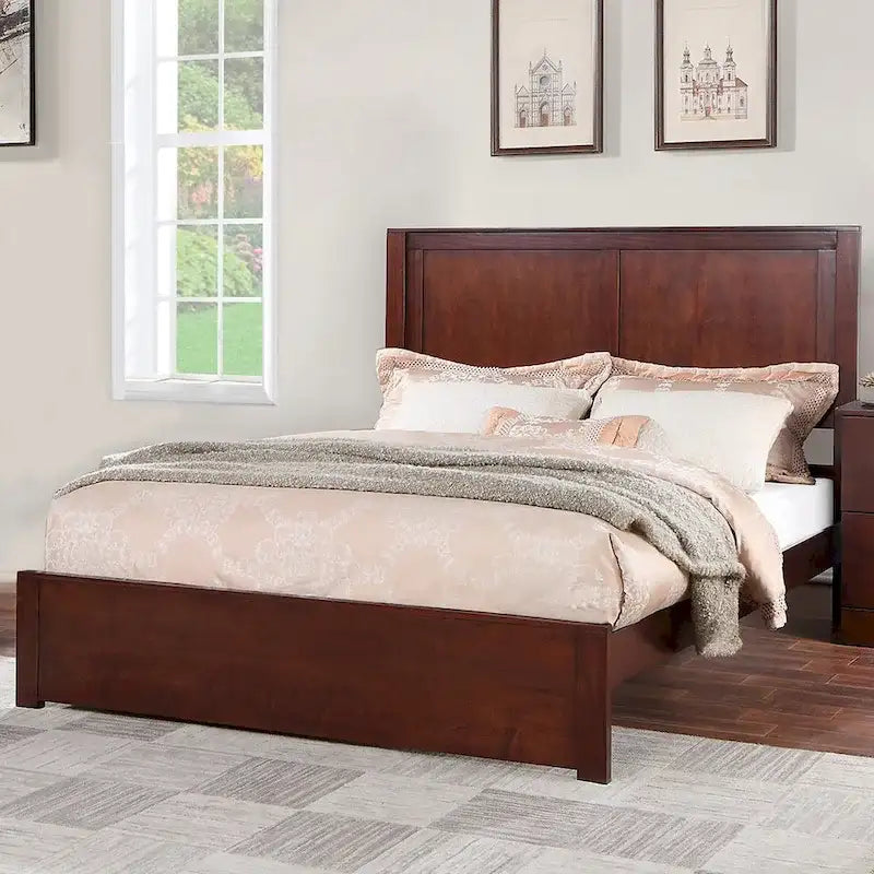 Letto matrimoniale in legno con testiera a 2 pannelli