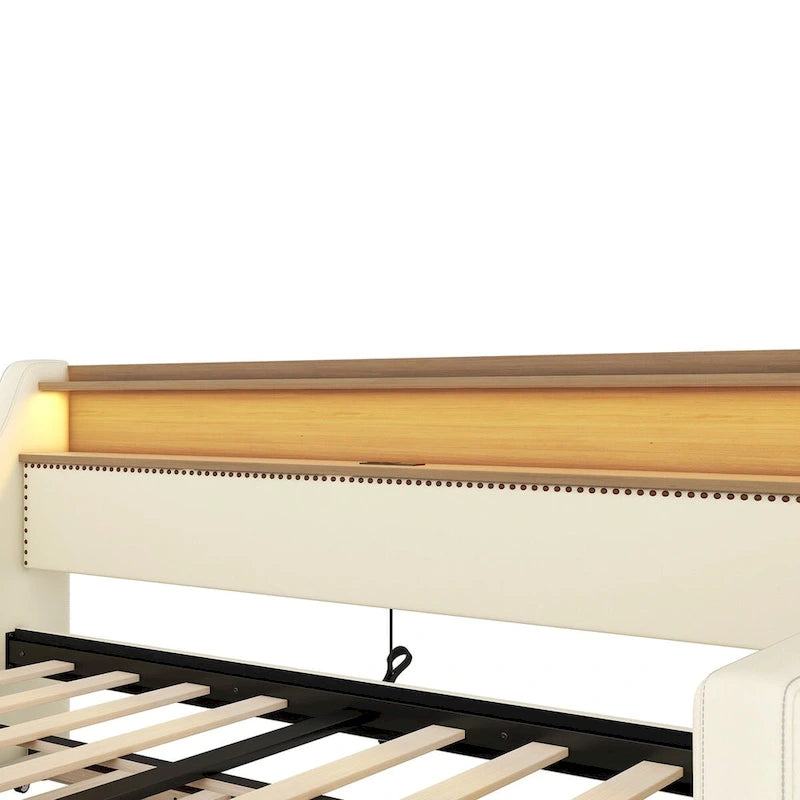 Divano letto singolo in similpelle con letto estraibile a rotelle