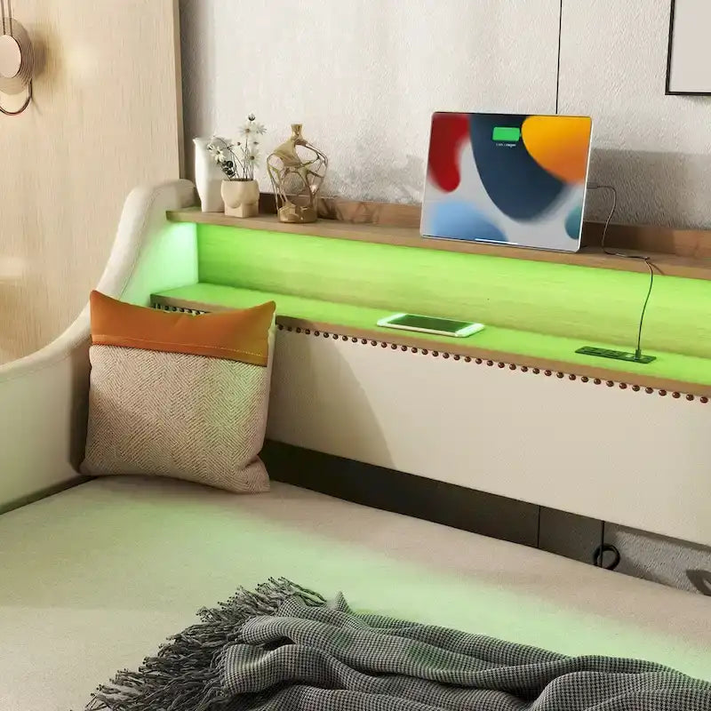 Divano letto singolo in similpelle con letto estraibile a rotelle