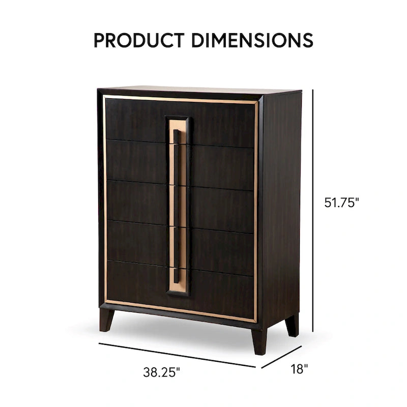 Cassettiera moderna a 5 cassetti Nyx in legno massiccio espresso Furniture of America