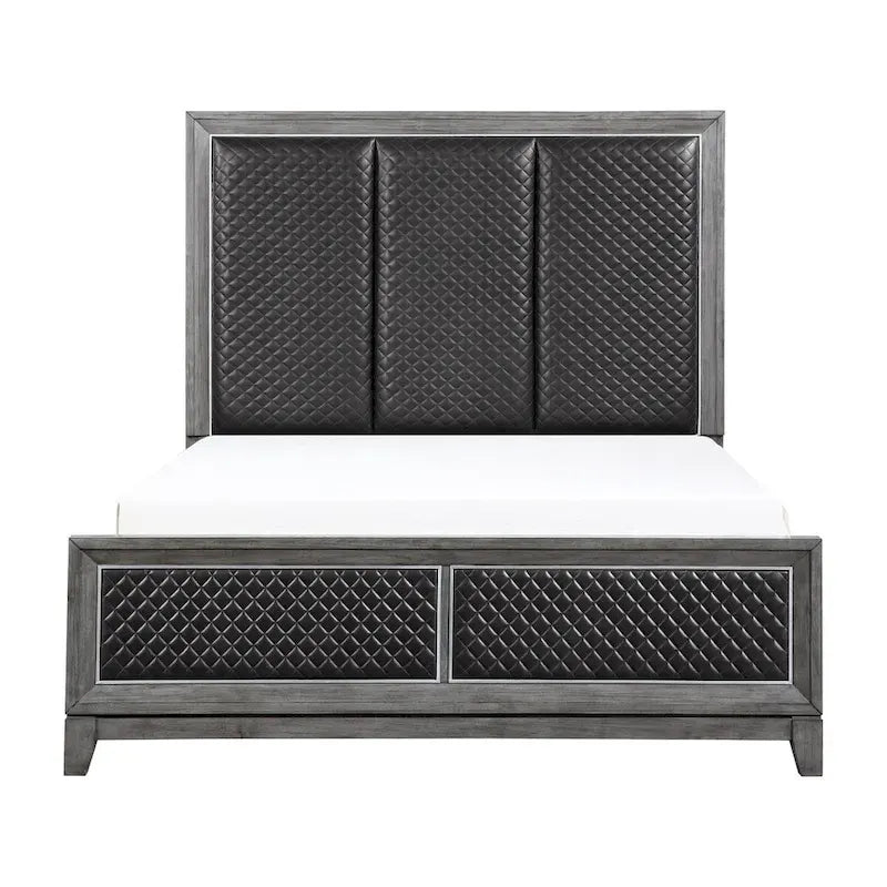 Set camera da letto moderno grigio 6 pezzi letto comodini cassettiera specchio cassettone