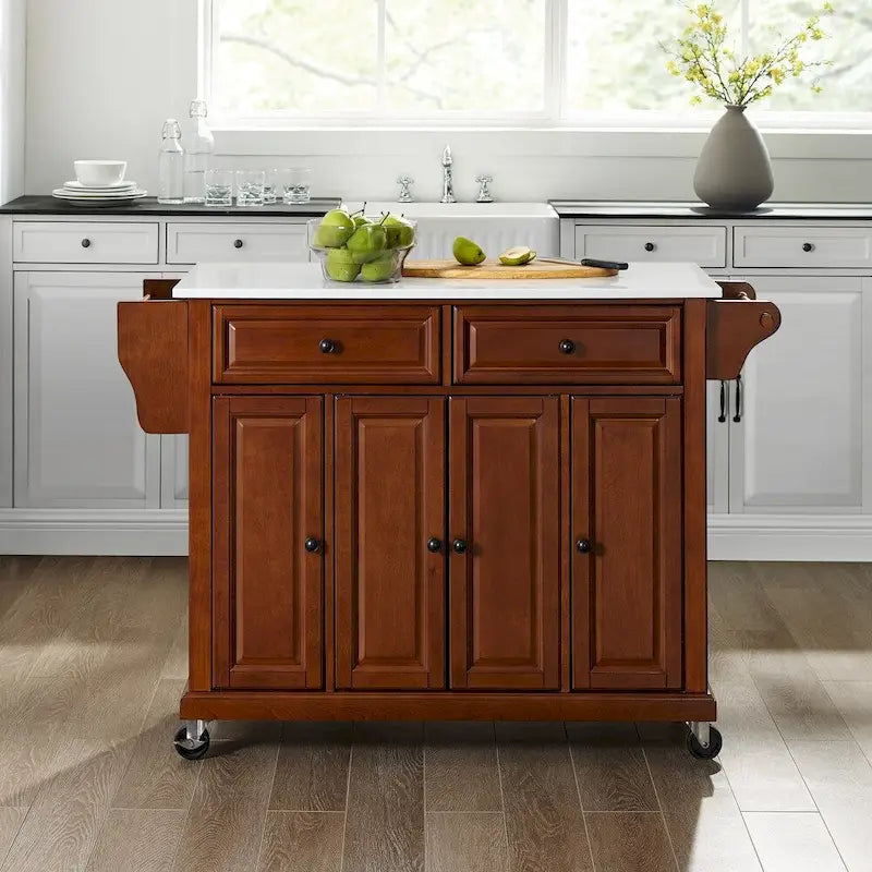 Carrello da cucina Crosley Full Size con piano in granito in ciliegio - 51,5 L x 18 P x 36,5 H