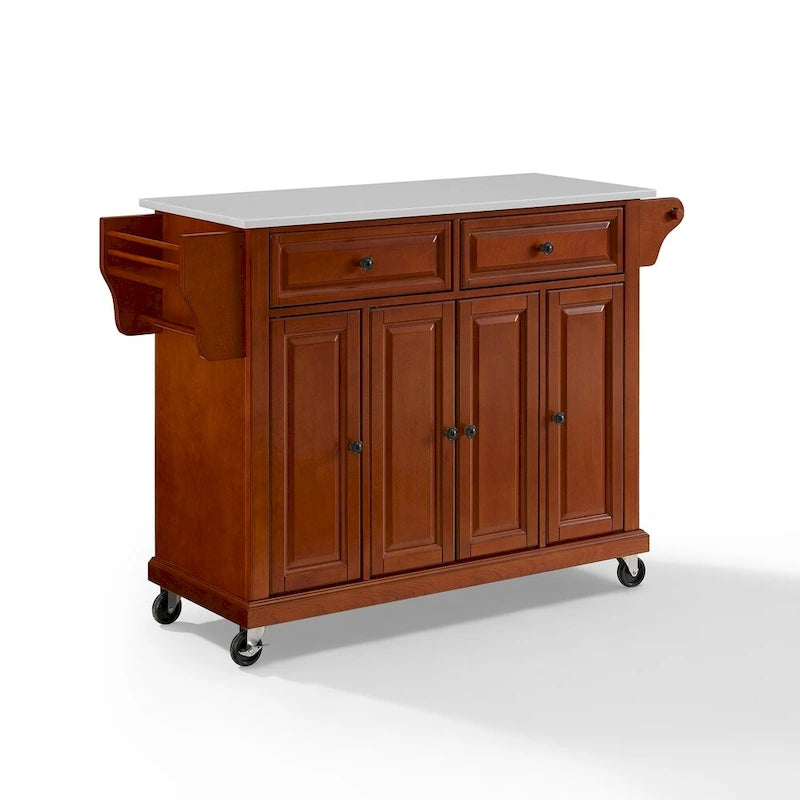 Carrello da cucina Crosley Full Size con piano in granito in ciliegio - 51,5 L x 18 P x 36,5 H