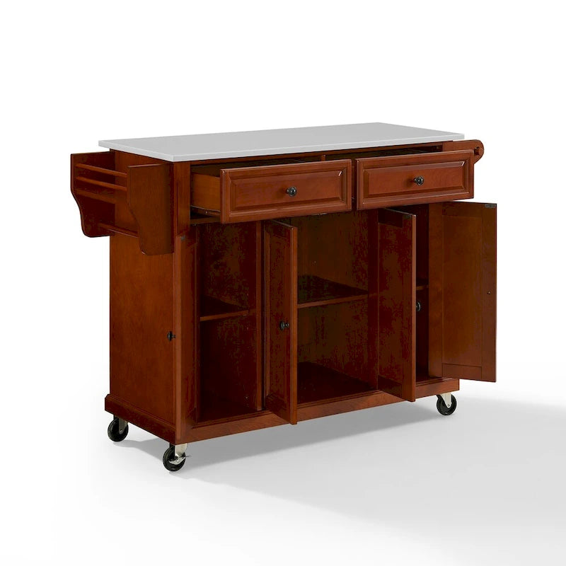 Carrello da cucina Crosley Full Size con piano in granito in ciliegio - 51,5 L x 18 P x 36,5 H