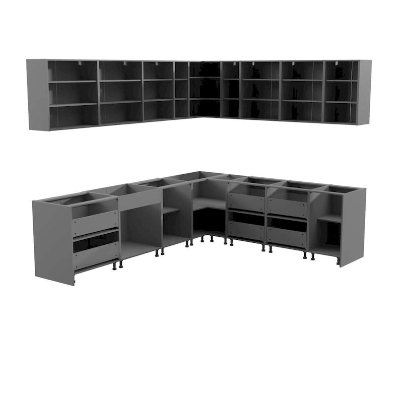 Cucina Collezione Modern Teak Naturale e Base Nera Dimensione 10x8,5Ft di Larghezza - 102x120