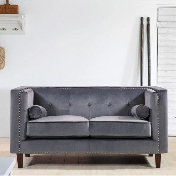 Divanetto Kittleson Classic Chesterfield con borchie - Blu