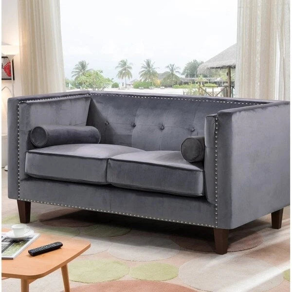 Divanetto Kittleson Classic Chesterfield con borchie - Blu