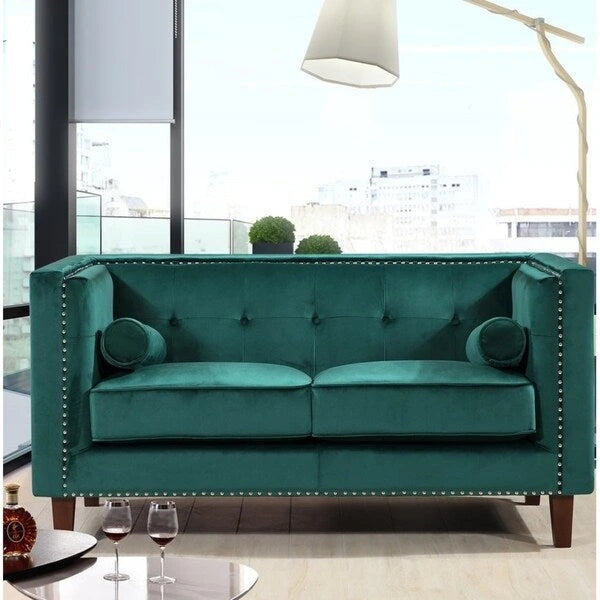 Divanetto Kittleson Classic Chesterfield con borchie - Blu