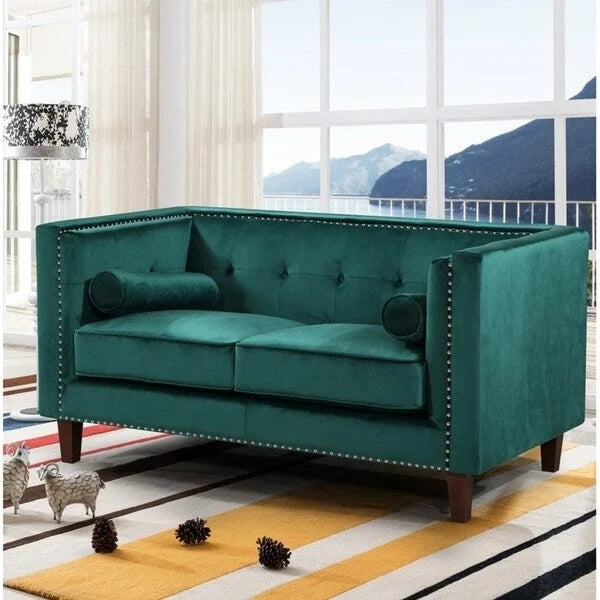 Divanetto Kittleson Classic Chesterfield con borchie - Blu