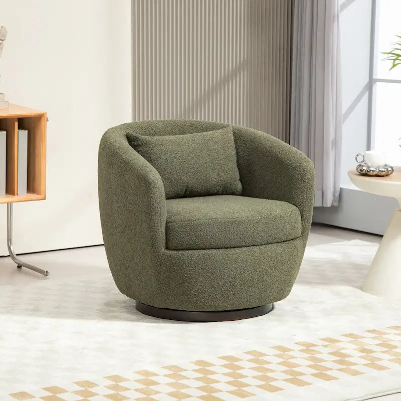 Poltrona Girevole Imbottita a Botte con Contenitore, Sedia Moderna da Salotto per Camera da Letto/Ufficio/Zone Lettura