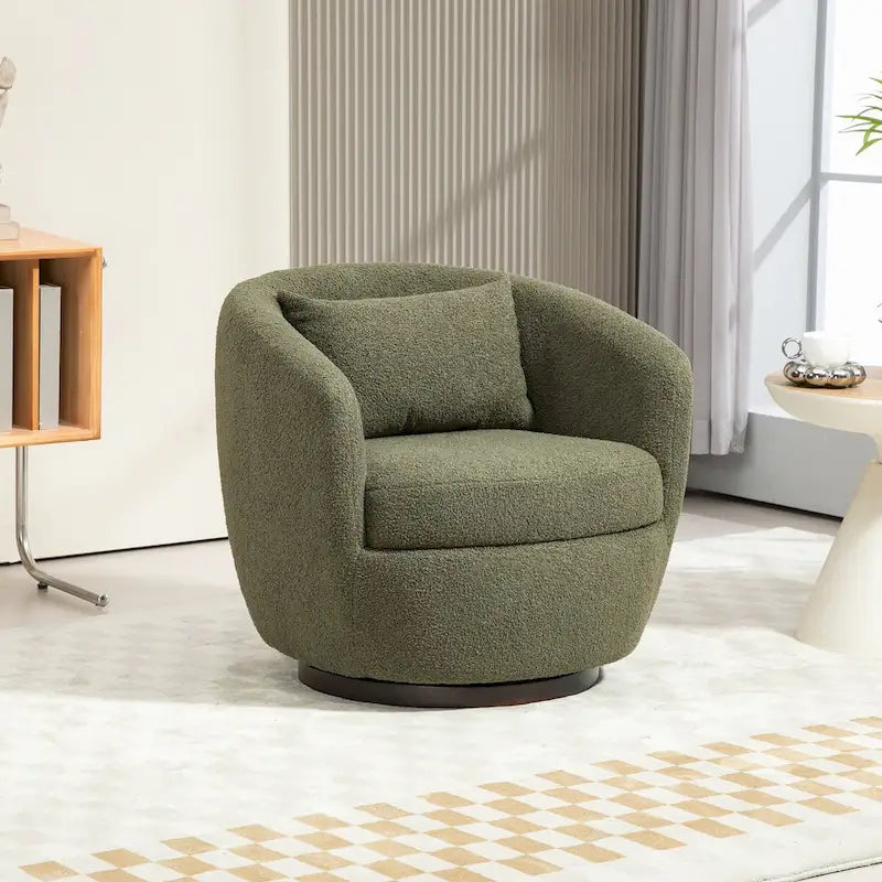 Poltrona Girevole Imbottita a Botte con Contenitore, Sedia Moderna da Salotto per Camera da Letto/Ufficio/Zone Lettura
