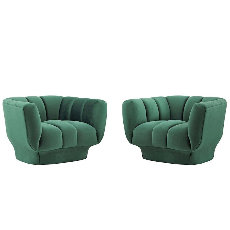 Set di 2 Poltrone Entertain Vertical Channel in Velluto ad Alte Prestazioni