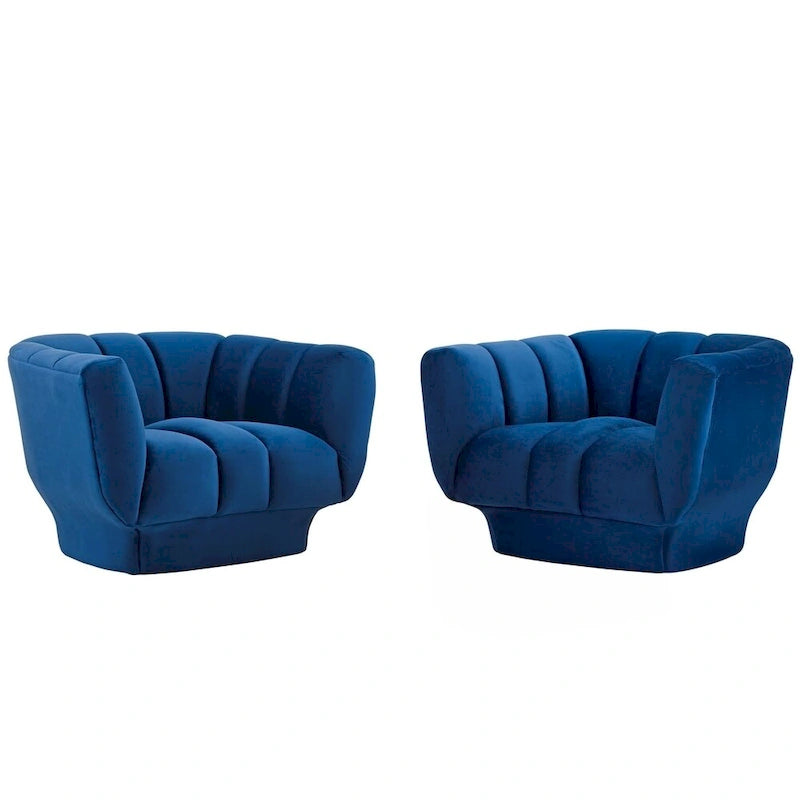 Set di 2 Poltrone Entertain Vertical Channel in Velluto ad Alte Prestazioni