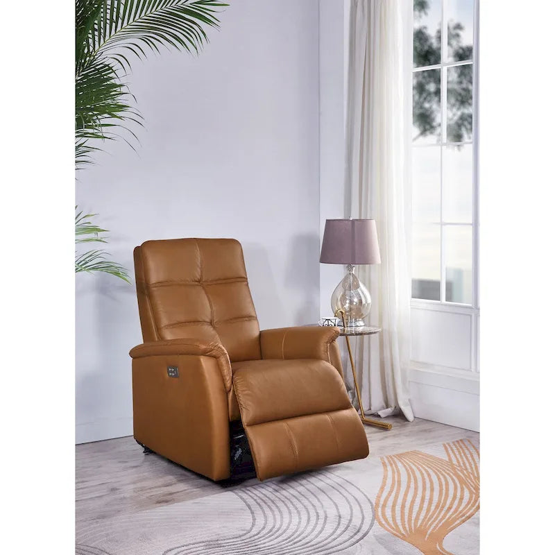 Poltrona reclinabile Hydeline Logan in pelle pieno fiore con poggiatesta motorizzato