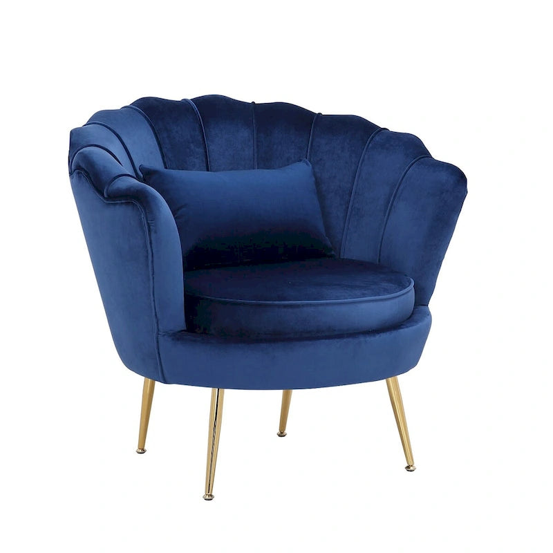 Poltrona lounge in velluto blu - 29 A x 32.5 L x 31.5 P