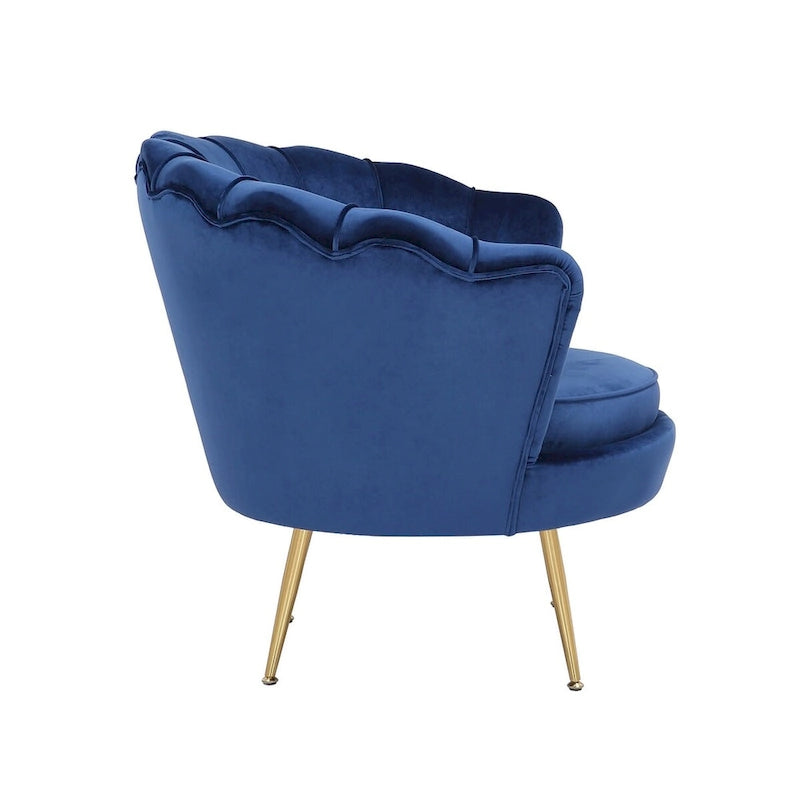 Poltrona lounge in velluto blu - 29 A x 32.5 L x 31.5 P