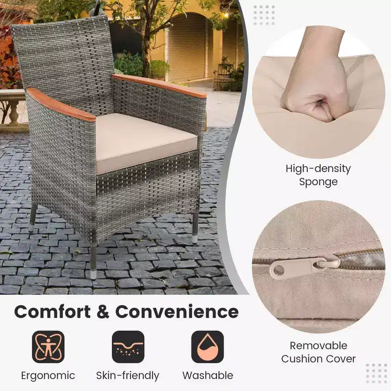 Costway Set da Pranzo da Esterno 11 Pezzi con Ombrellone a Doppio Lato da 4,5 m 8 Poltrone Blu/Beige/Arancio/Bordeaux