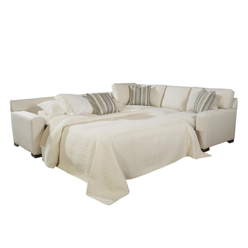 Divano Letto Sezionale Kobe Cream con Materasso Queen in Memory Gel
