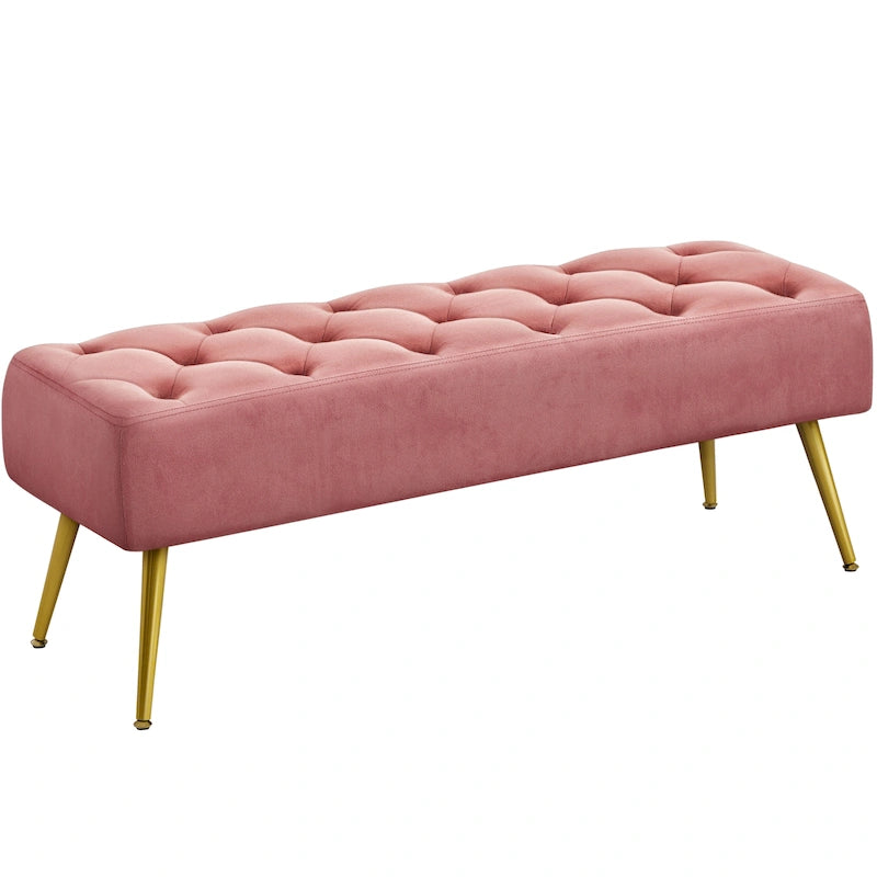 Yaheetech Poggiapiedi Imbottito Pouf Ottomano in Velluto con Bottoni - 451617