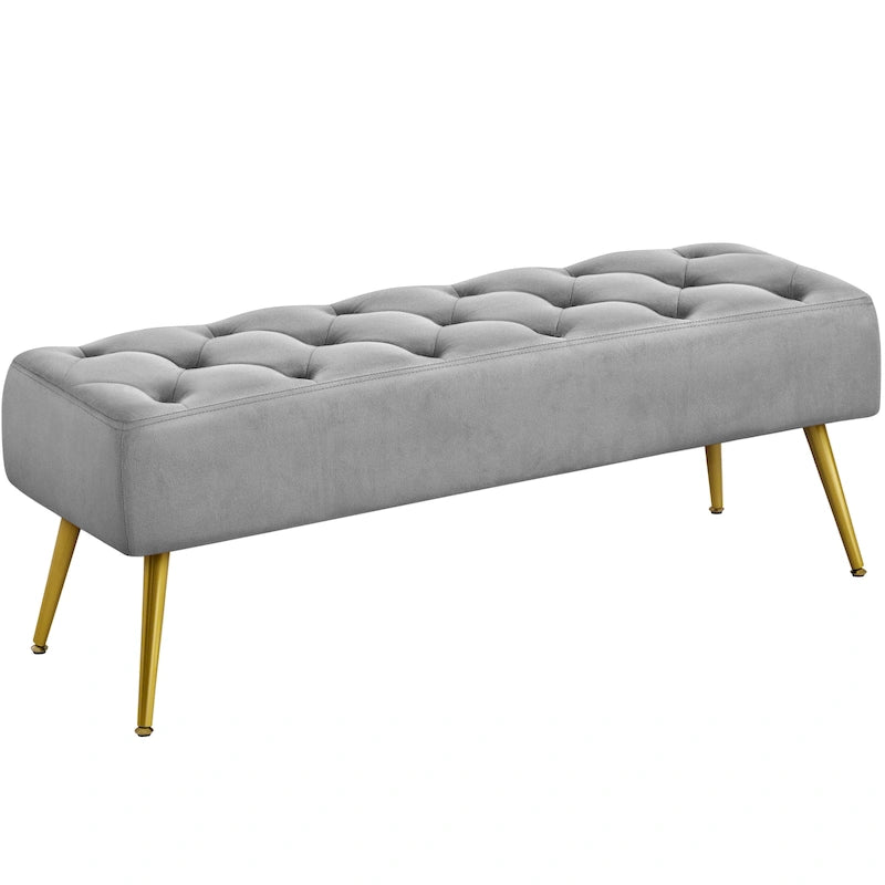 Yaheetech Poggiapiedi Imbottito Pouf Ottomano in Velluto con Bottoni - 451617