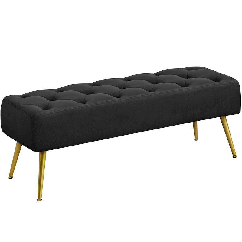 Yaheetech Poggiapiedi Imbottito Pouf Ottomano in Velluto con Bottoni - 451617