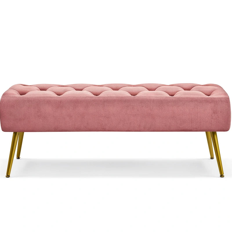 Yaheetech Poggiapiedi Imbottito Pouf Ottomano in Velluto con Bottoni - 451617
