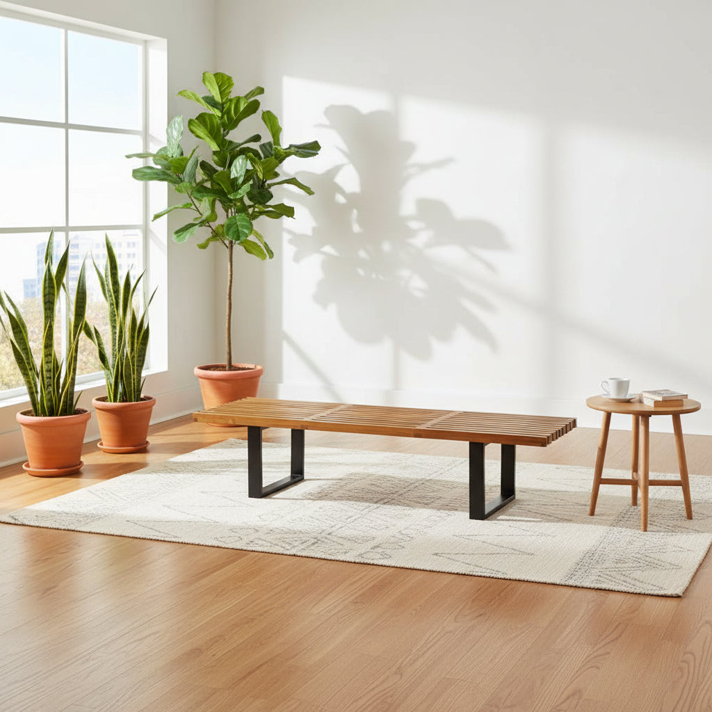 Panca in Legno Massello da 60" - Naturale, Noce - Posti Multipli