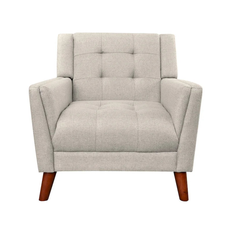 Modern Armchair - Blue, Beige - Tufted Single Seat