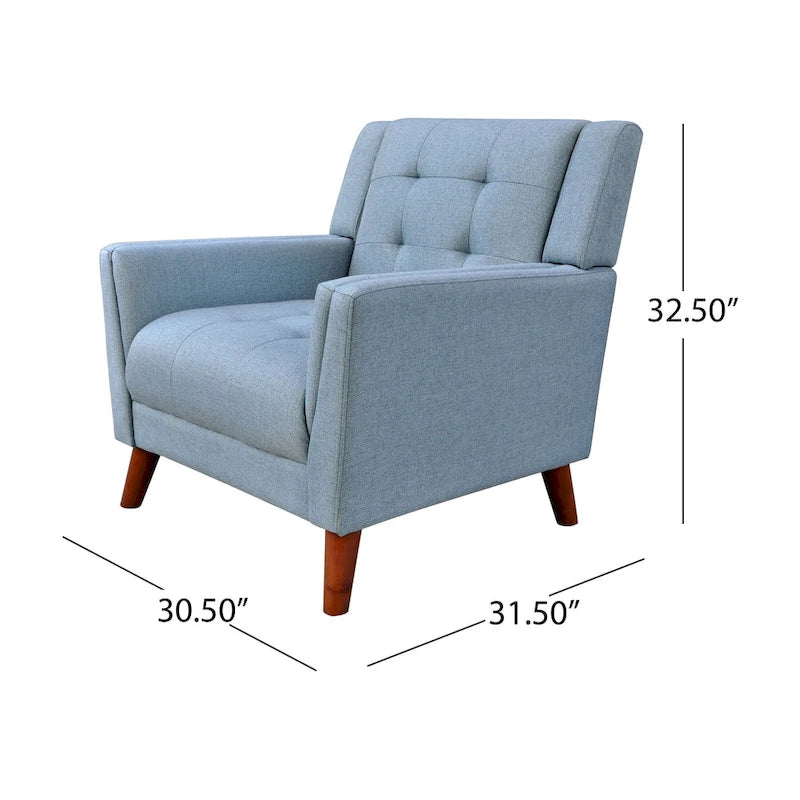 Modern Armchair - Blue, Beige - Tufted Single Seat