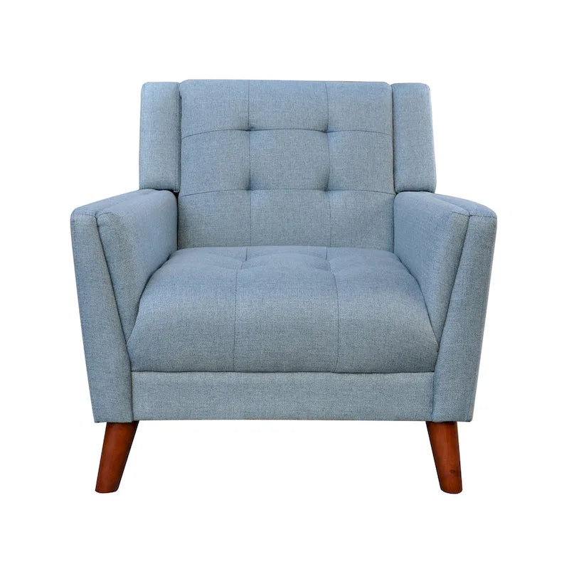 Modern Armchair - Blue, Beige - Tufted Single Seat