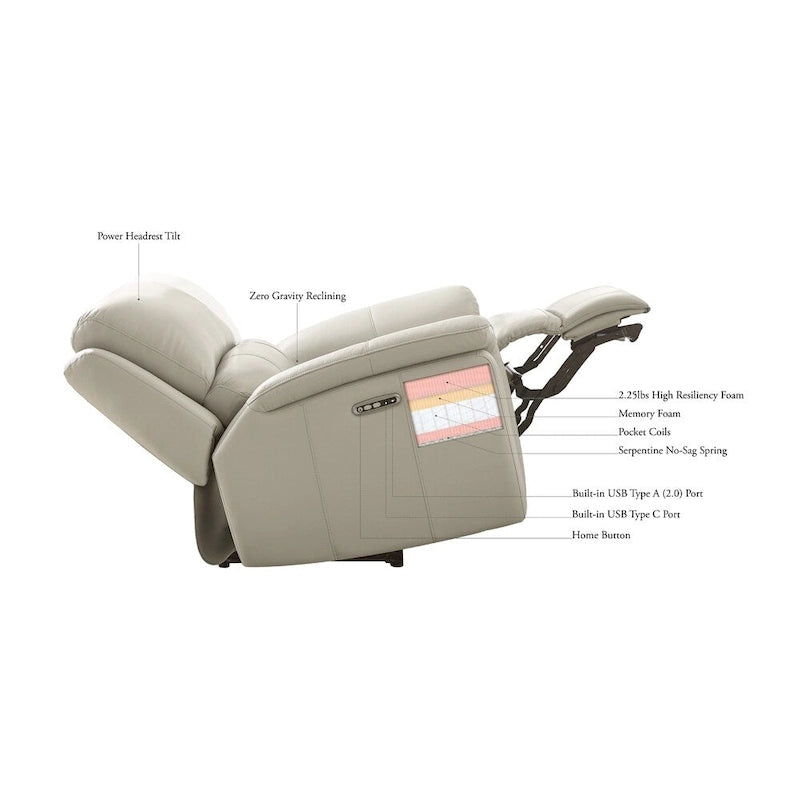 Divanetto reclinabile elettrico e poggiatesta Hydeline Vienna Zero Gravity in pelle pieno fiore con console