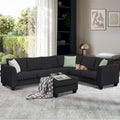 Divano Sezionale Couche da Soggiorno 112*87, Set Salotto a 7 Posti con Pouf, Divano ad Angolo a L con 3 Cuscini