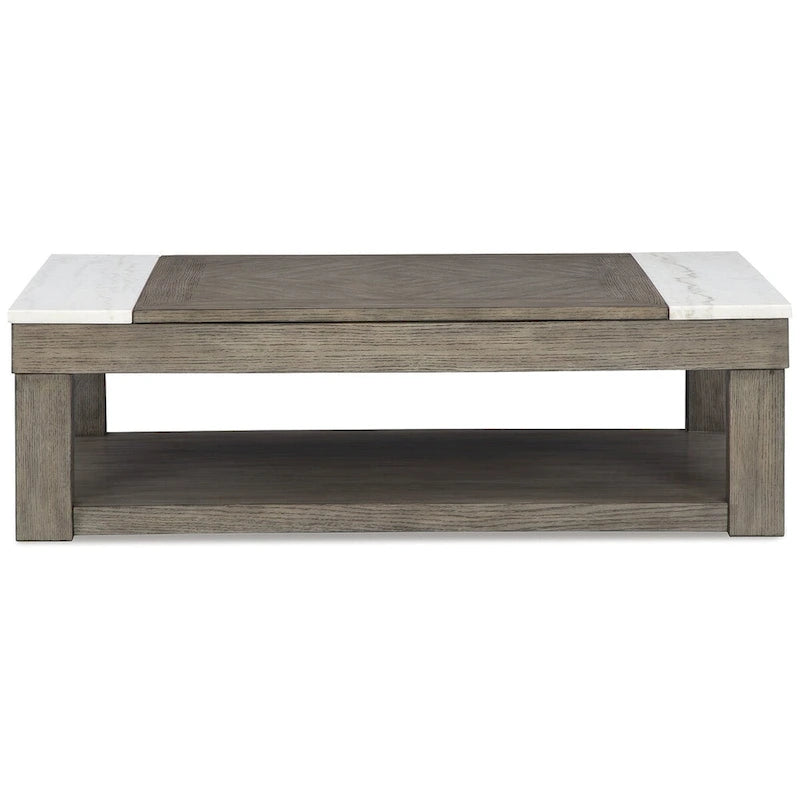 Signature Design by Ashley Loyaska Tavolino da Salotto Sollevabile Grigio Marrone/Bianco - 56.13 L x 28.25 P x 18.13 A