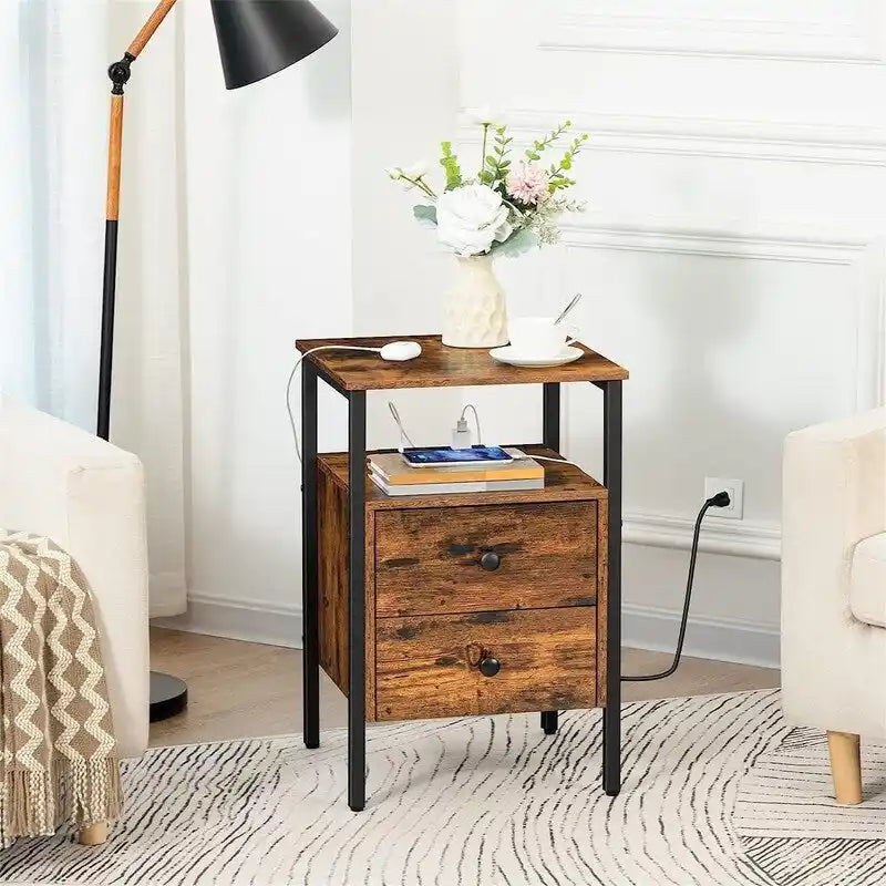 End Table with Charging Station - Multiple Colors