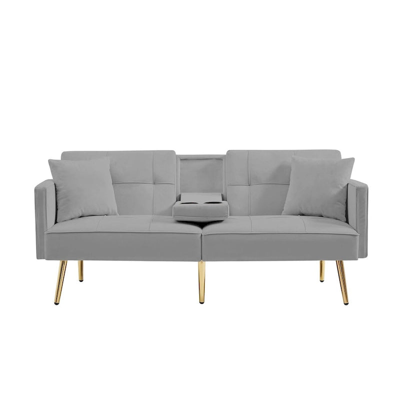 Divano letto futon in velluto con gambe in metallo dorato per soggiorno, ingresso, corridoio, ufficio