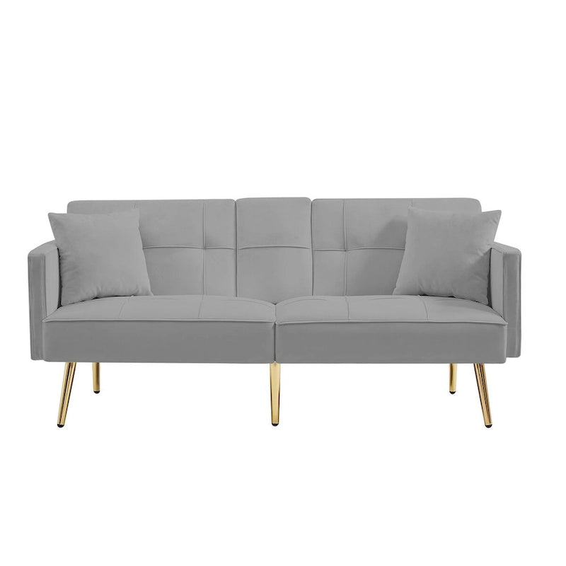 Divano letto futon in velluto con gambe in metallo dorato per soggiorno, ingresso, corridoio, ufficio