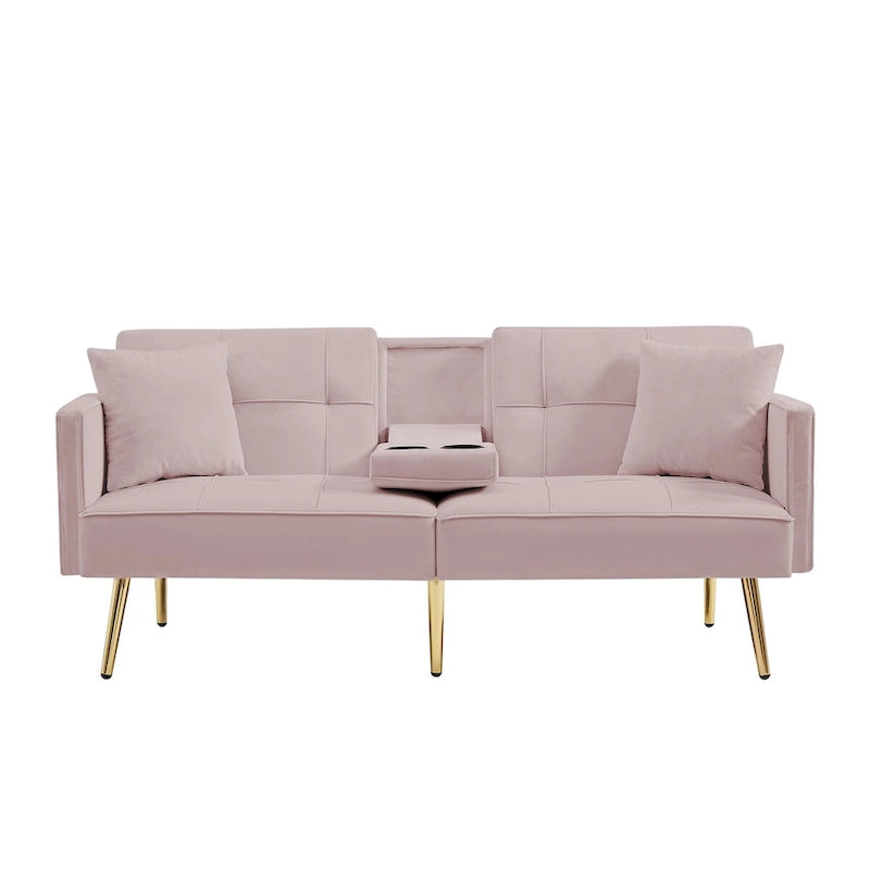 Divano letto futon in velluto con gambe in metallo dorato per soggiorno, ingresso, corridoio, ufficio