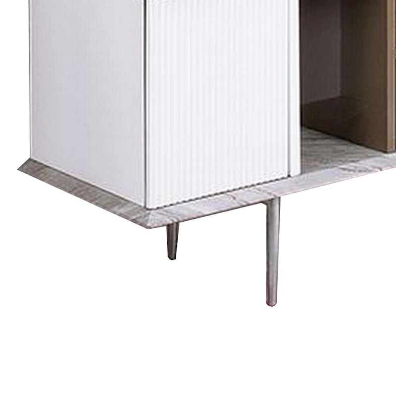 Mobile TV da 70 pollici con cassetto e ripiani - Champagne, Bianco, Grigio