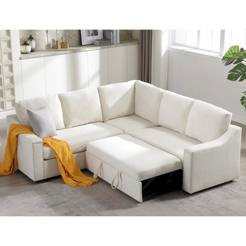 Divano a L con divano letto estraibile, divano angolare, comodo set di mobili per soggiorno, divano letto, sedile angolare per due persone