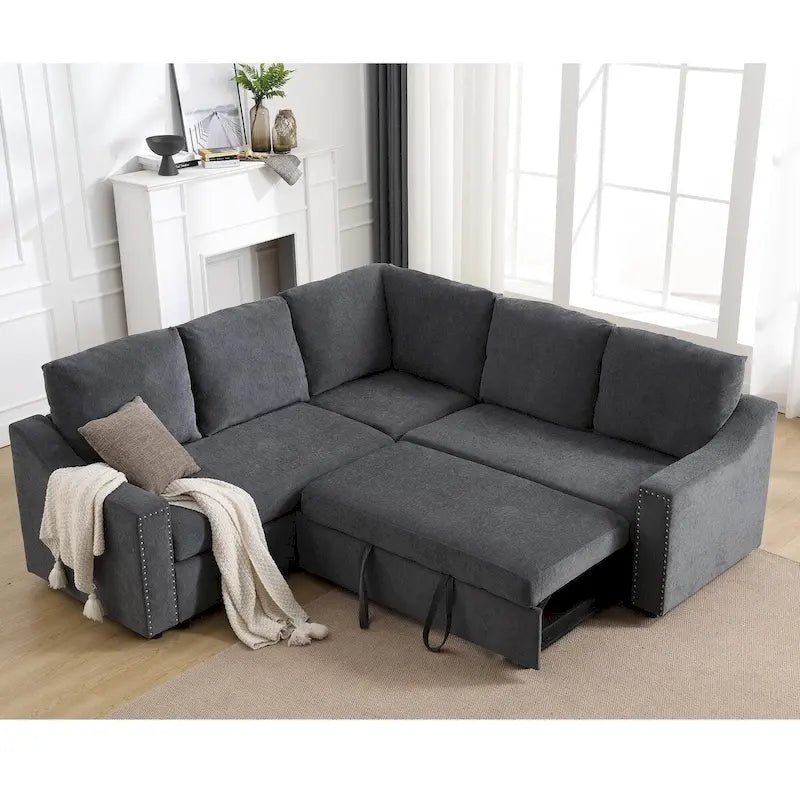 Divano a L con divano letto estraibile, divano angolare, comodo set di mobili per soggiorno, divano letto, sedile angolare per due persone