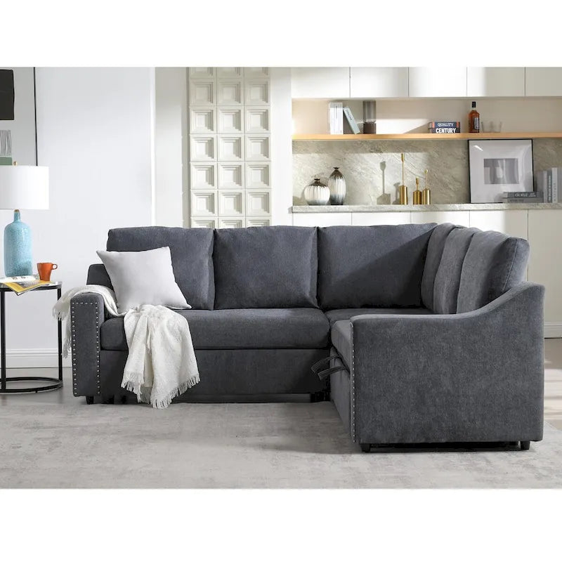 Divano a L con divano letto estraibile, divano angolare, comodo set di mobili per soggiorno, divano letto, sedile angolare per due persone