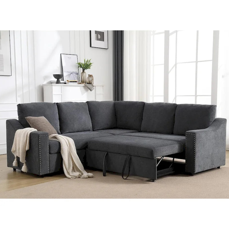 Divano a L con divano letto estraibile, divano angolare, comodo set di mobili per soggiorno, divano letto, sedile angolare per due persone