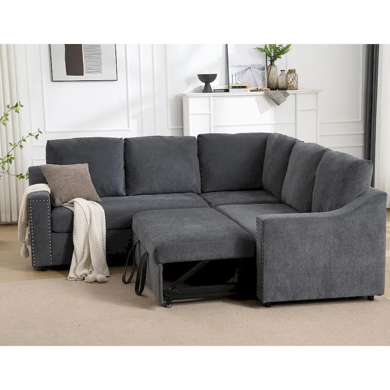 Divano a L con divano letto estraibile, divano angolare, comodo set di mobili per soggiorno, divano letto, sedile angolare per due persone