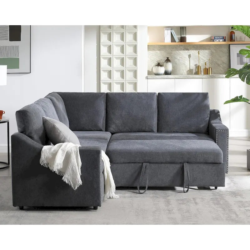 Divano a L con divano letto estraibile, divano angolare, comodo set di mobili per soggiorno, divano letto, sedile angolare per due persone