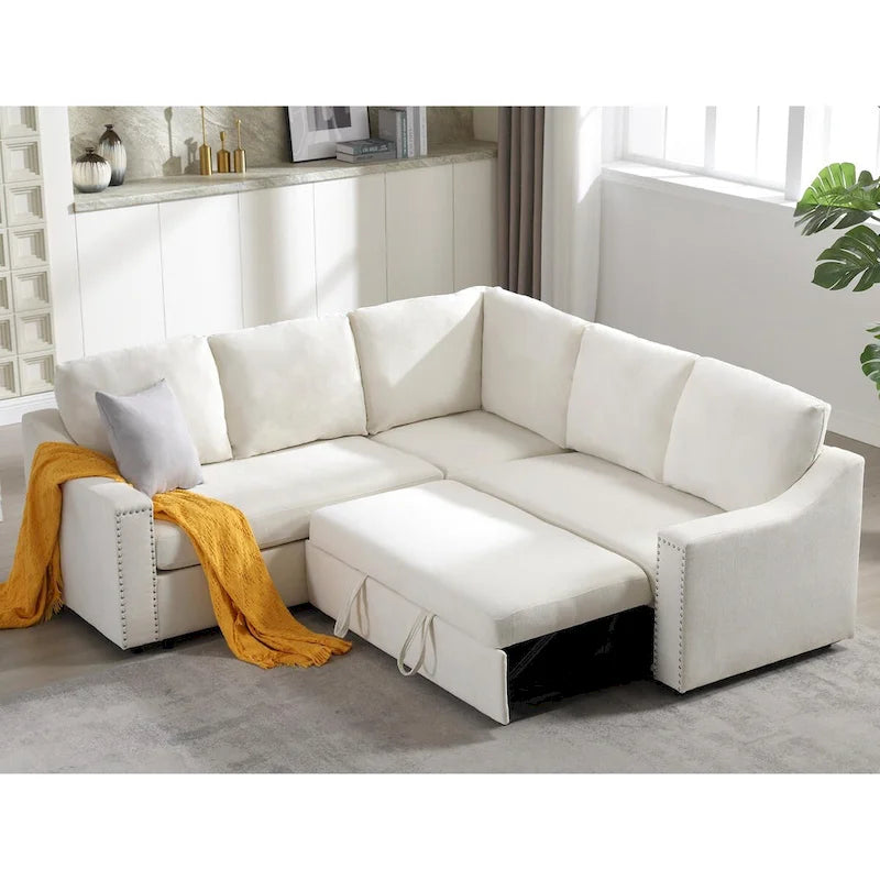 Divano a L con divano letto estraibile, divano angolare, comodo set di mobili per soggiorno, divano letto, sedile angolare per due persone