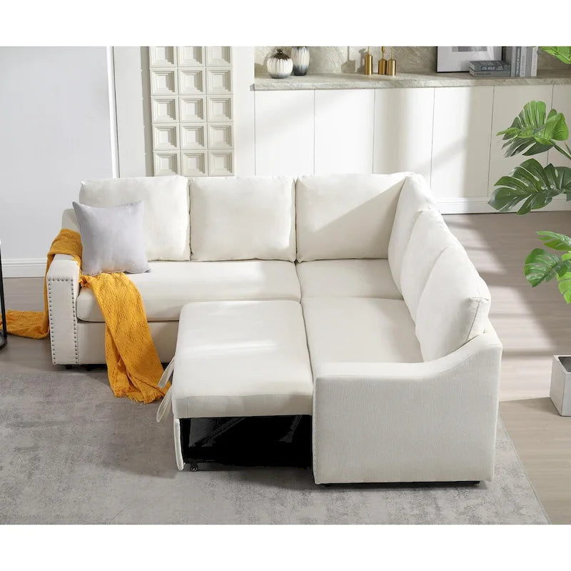 Divano a L con divano letto estraibile, divano angolare, comodo set di mobili per soggiorno, divano letto, sedile angolare per due persone
