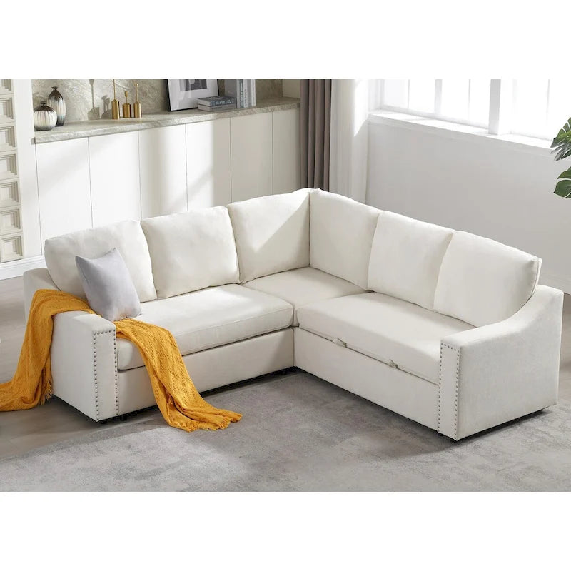 Divano a L con divano letto estraibile, divano angolare, comodo set di mobili per soggiorno, divano letto, sedile angolare per due persone
