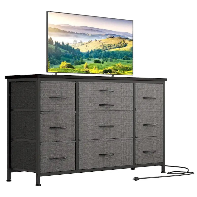 Comò da camera da letto con 10 cassetti grandi per mobile TV lungo 55 - 55 pollici